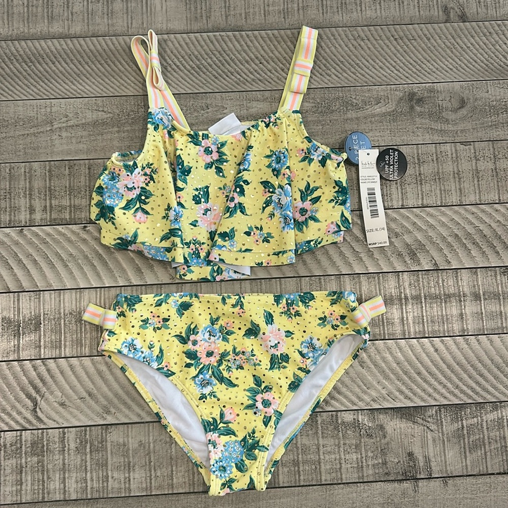 Nicole miller size girls XL 14 two piece bathing suit
